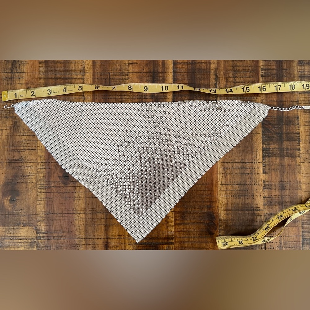 Vintage 1970s Whiting & Davis Silver Mesh Scarf Necklace Mint Condition - Picture 8 of 8